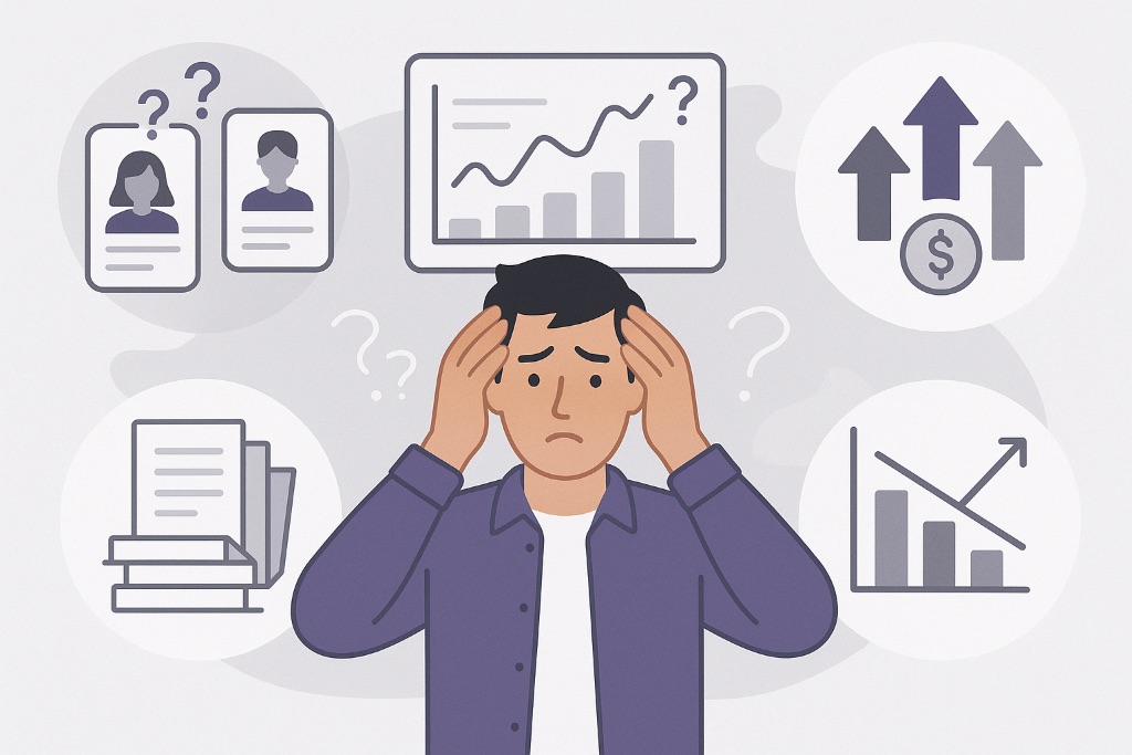 SNSマーケティングの課題に悩むビジネスマン